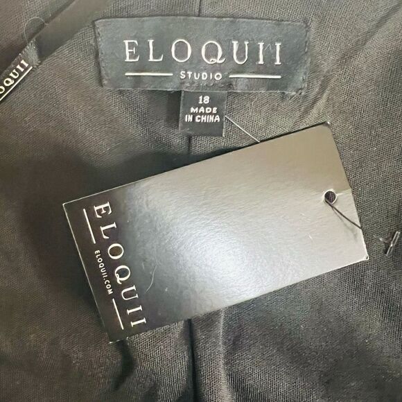 Eloquii Womens Black Sequined Faux Wrap Long Sleeve Midi Dress Size 18 (NWOT) - Picture 5 of 7